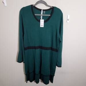 Hunter green‎ ruffle sweater dress PLUS PETITE 1XP